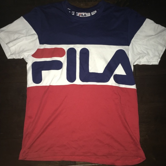 red and white fila shirt